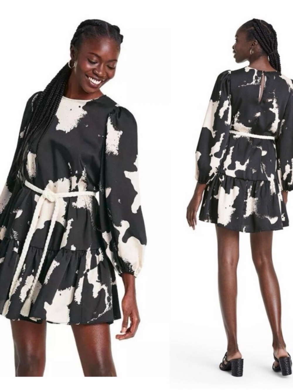 NWT! Alexis x Target Long Sleeve Abstract Print Rope Belt Dress. Size Small. - Picture 16 of 16